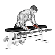 barbell palms up wrist curl over a bench